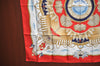 Authentic HERMES Carre 90 Scarf "RAILING" Silk Red K0033