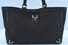 Authentic GUCCI Abbey Tote Bag Purse GG Nylon Leather 293580 Black K0542
