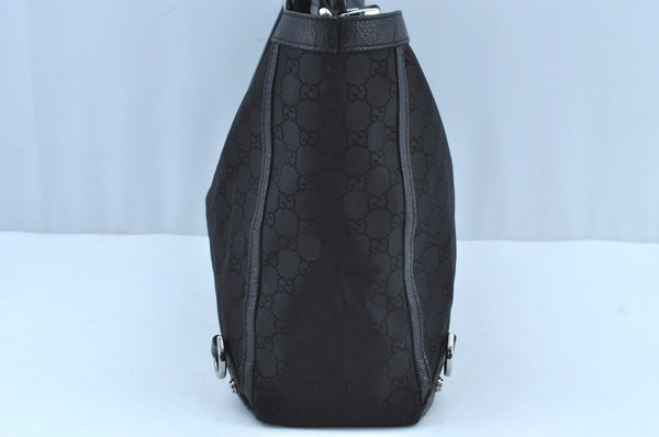 Authentic GUCCI Abbey Tote Bag Purse GG Nylon Leather 293580 Black K0542