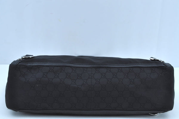 Authentic GUCCI Abbey Tote Bag Purse GG Nylon Leather 293580 Black K0542