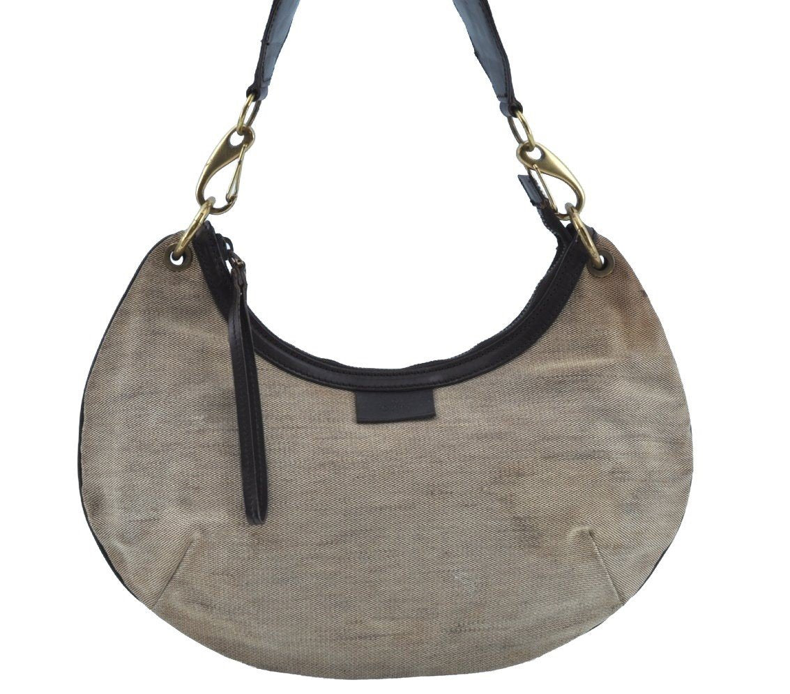 Authentic GUCCI Sherry Line Shoulder Hand Bag Canvas Leather 106669 Beige K0889