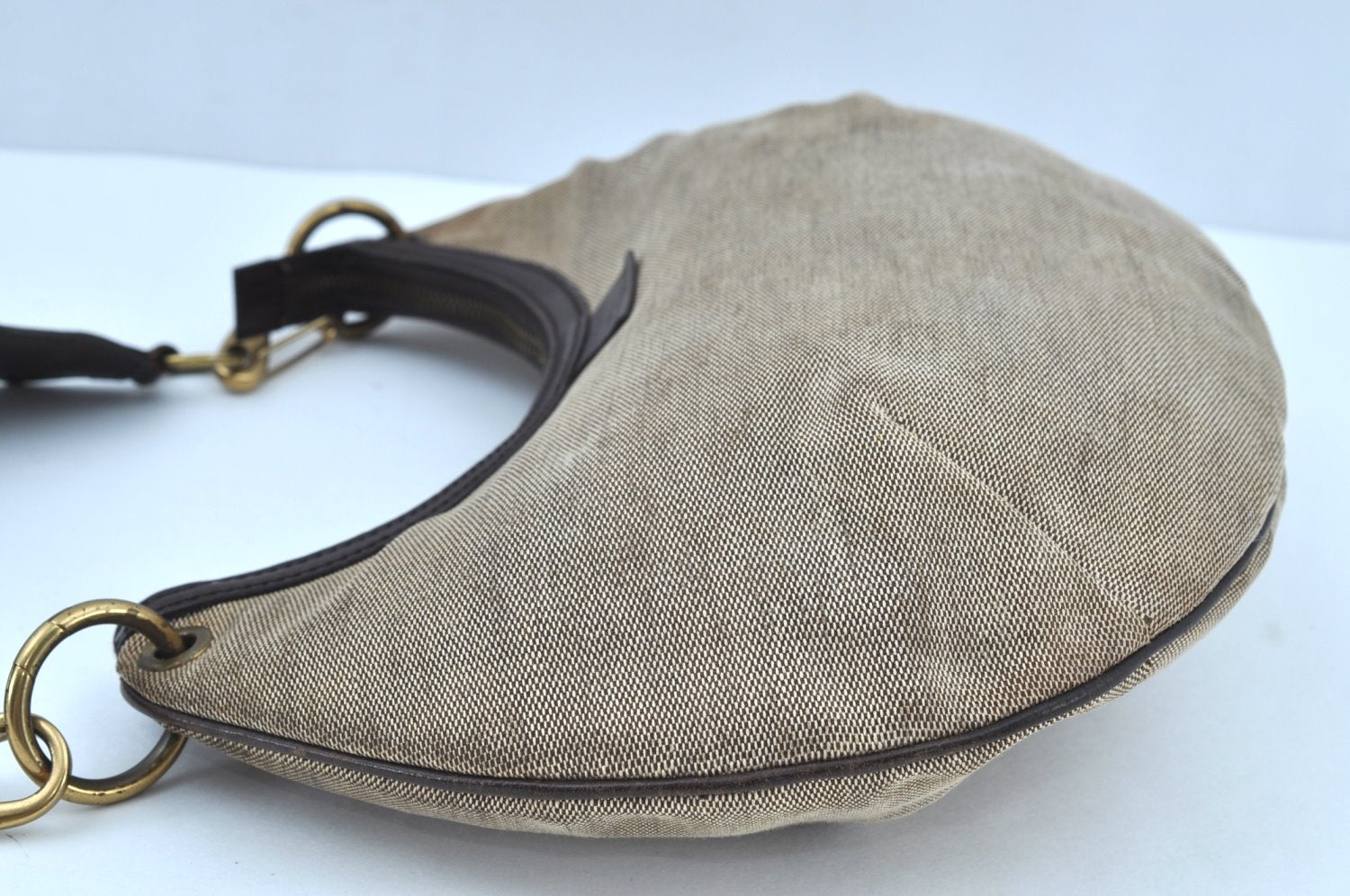 Authentic GUCCI Sherry Line Shoulder Hand Bag Canvas Leather 106669 Beige K0889