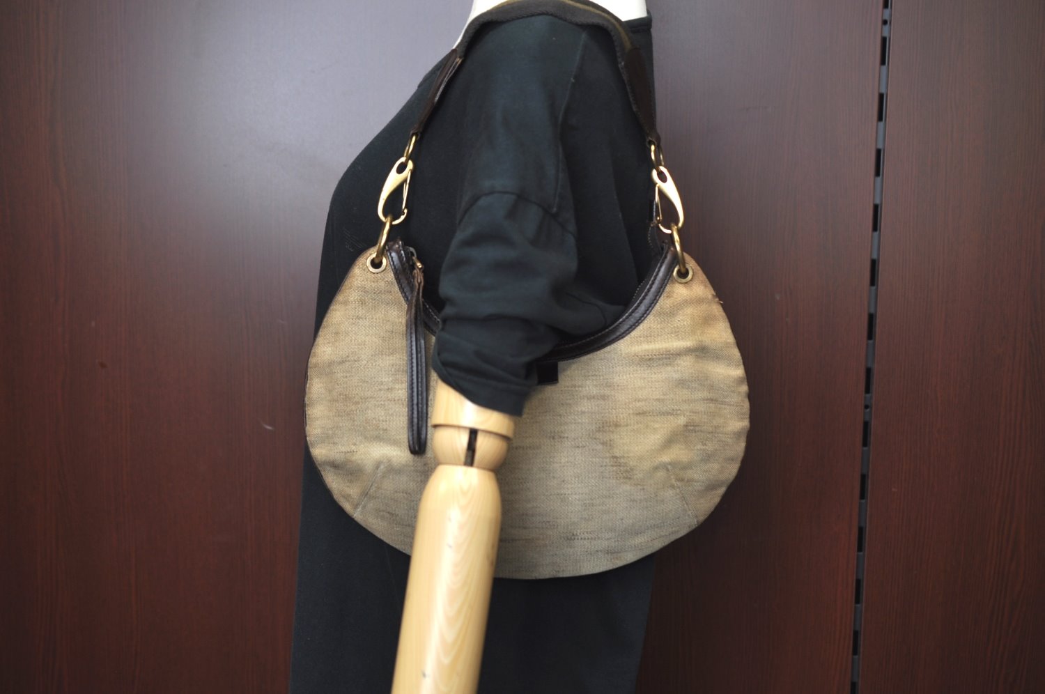 Authentic GUCCI Sherry Line Shoulder Hand Bag Canvas Leather 106669 Beige K0889