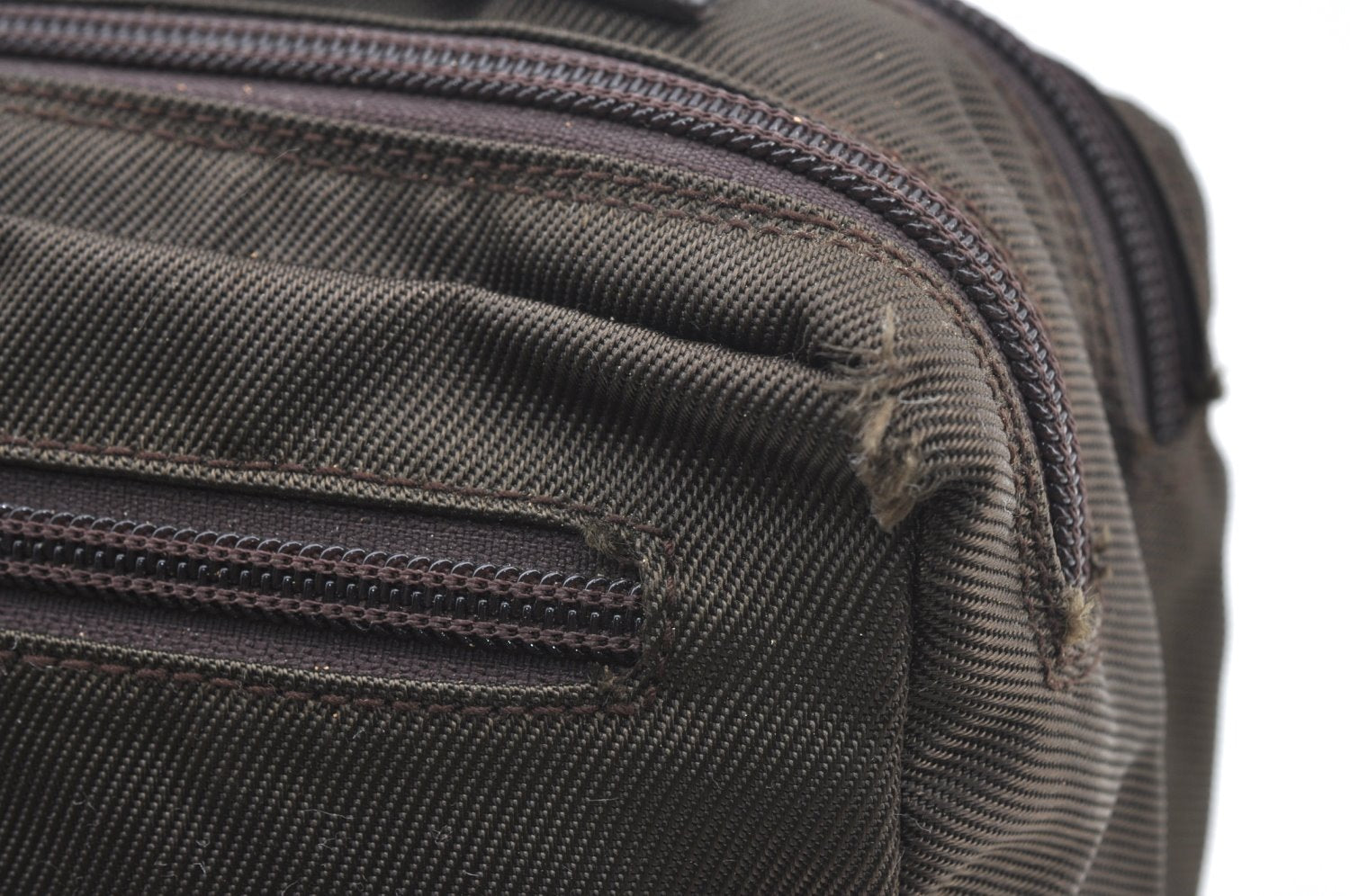 Authentic GUCCI Hand Bag Purse Nylon Leather Khaki Green Brown Junk K0986