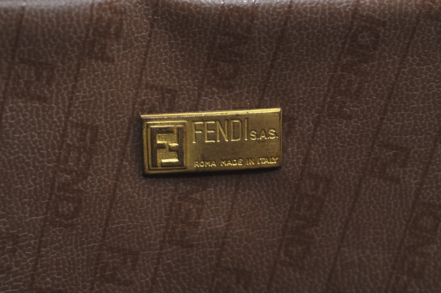 Authentic FENDI Zucchino Clutch Hand Bag Purse PVC Leather Brown K0987