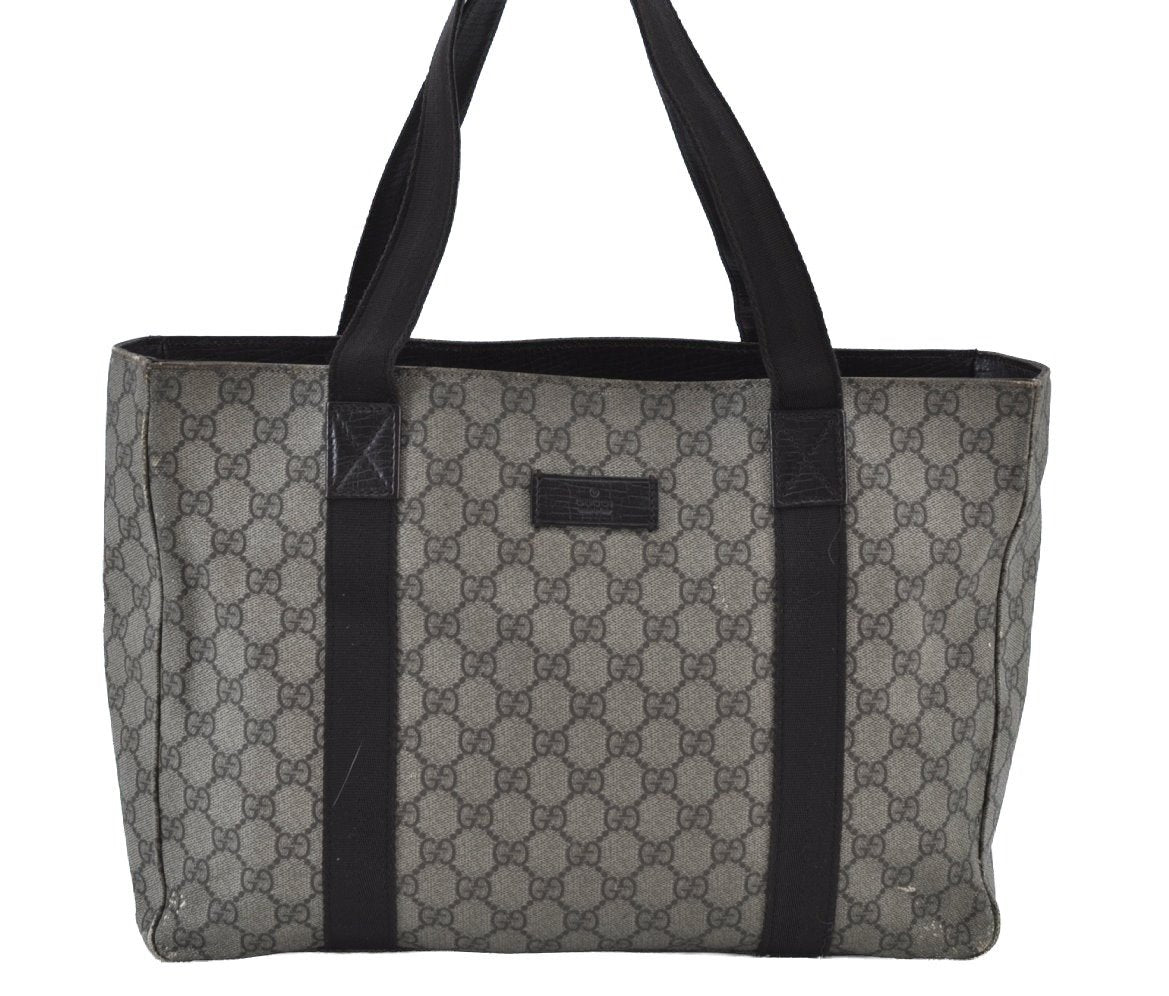 Authentic GUCCI Vintage Shoulder Tote Bag GG PVC Leather 141624 Brown K1268