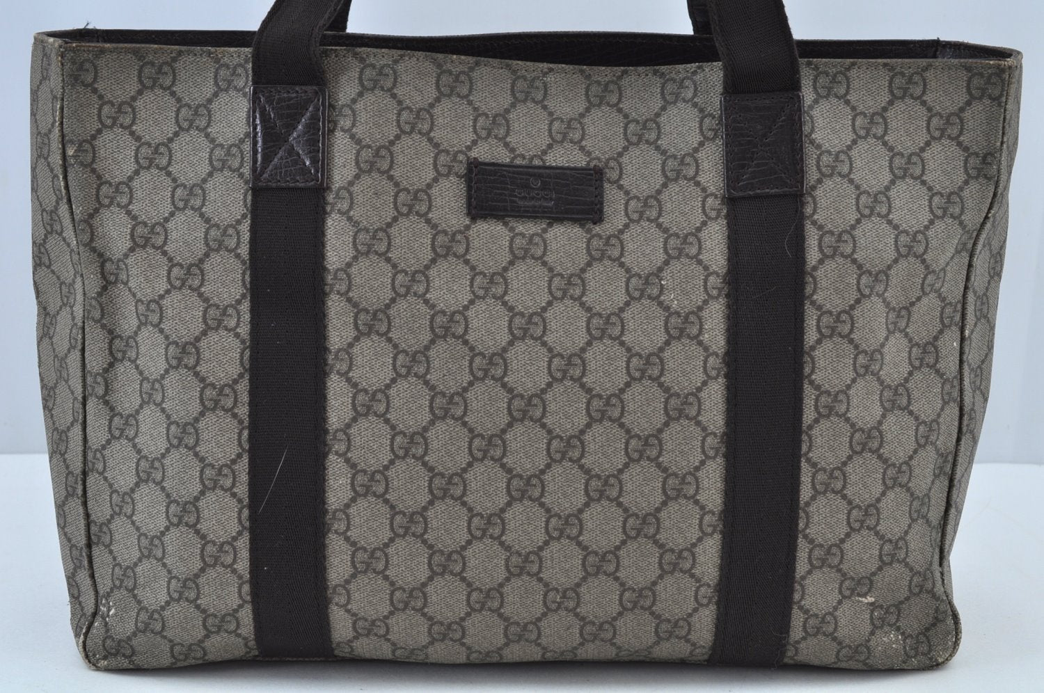 Authentic GUCCI Vintage Shoulder Tote Bag GG PVC Leather 141624 Brown K1268