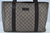Authentic GUCCI Vintage Shoulder Tote Bag GG PVC Leather 141624 Brown K1268