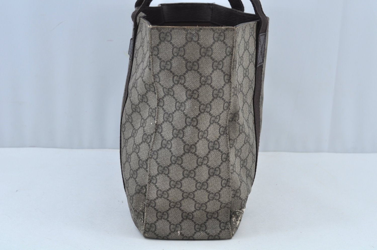 Authentic GUCCI Vintage Shoulder Tote Bag GG PVC Leather 141624 Brown K1268