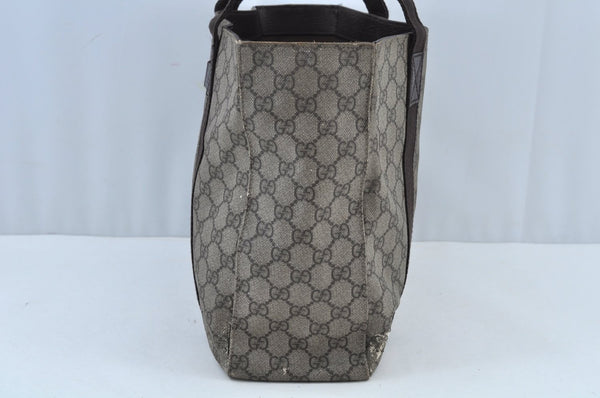 Authentic GUCCI Vintage Shoulder Tote Bag GG PVC Leather 141624 Brown K1268