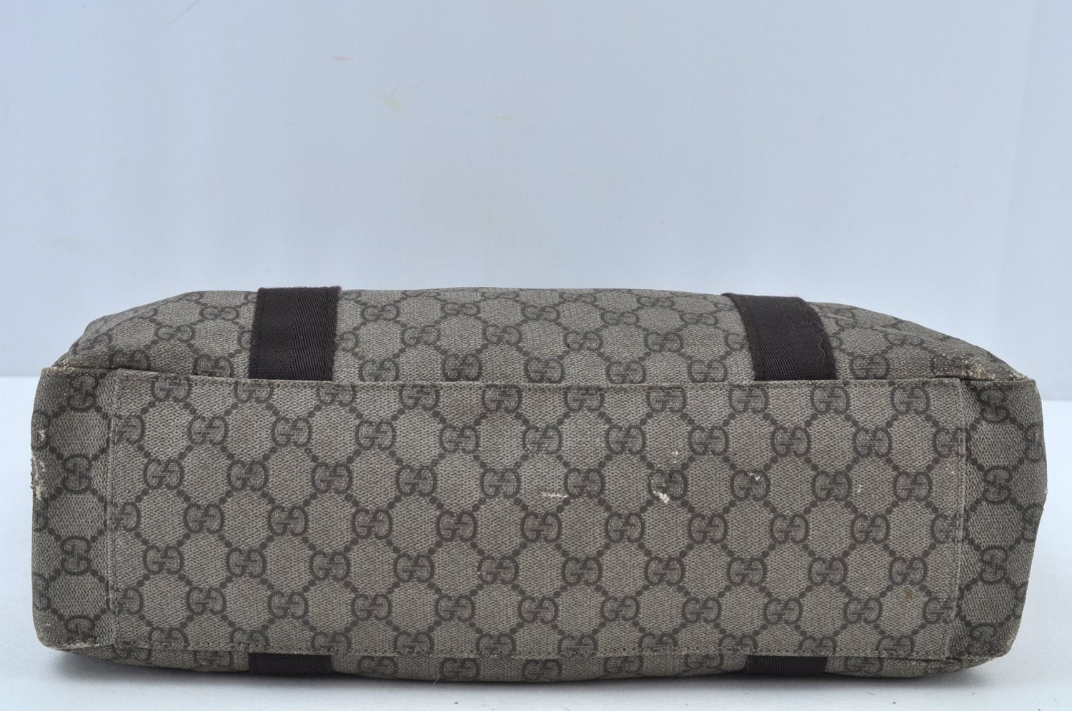 Authentic GUCCI Vintage Shoulder Tote Bag GG PVC Leather 141624 Brown K1268