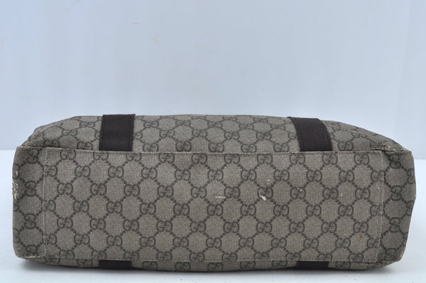 Authentic GUCCI Vintage Shoulder Tote Bag GG PVC Leather 141624 Brown K1268