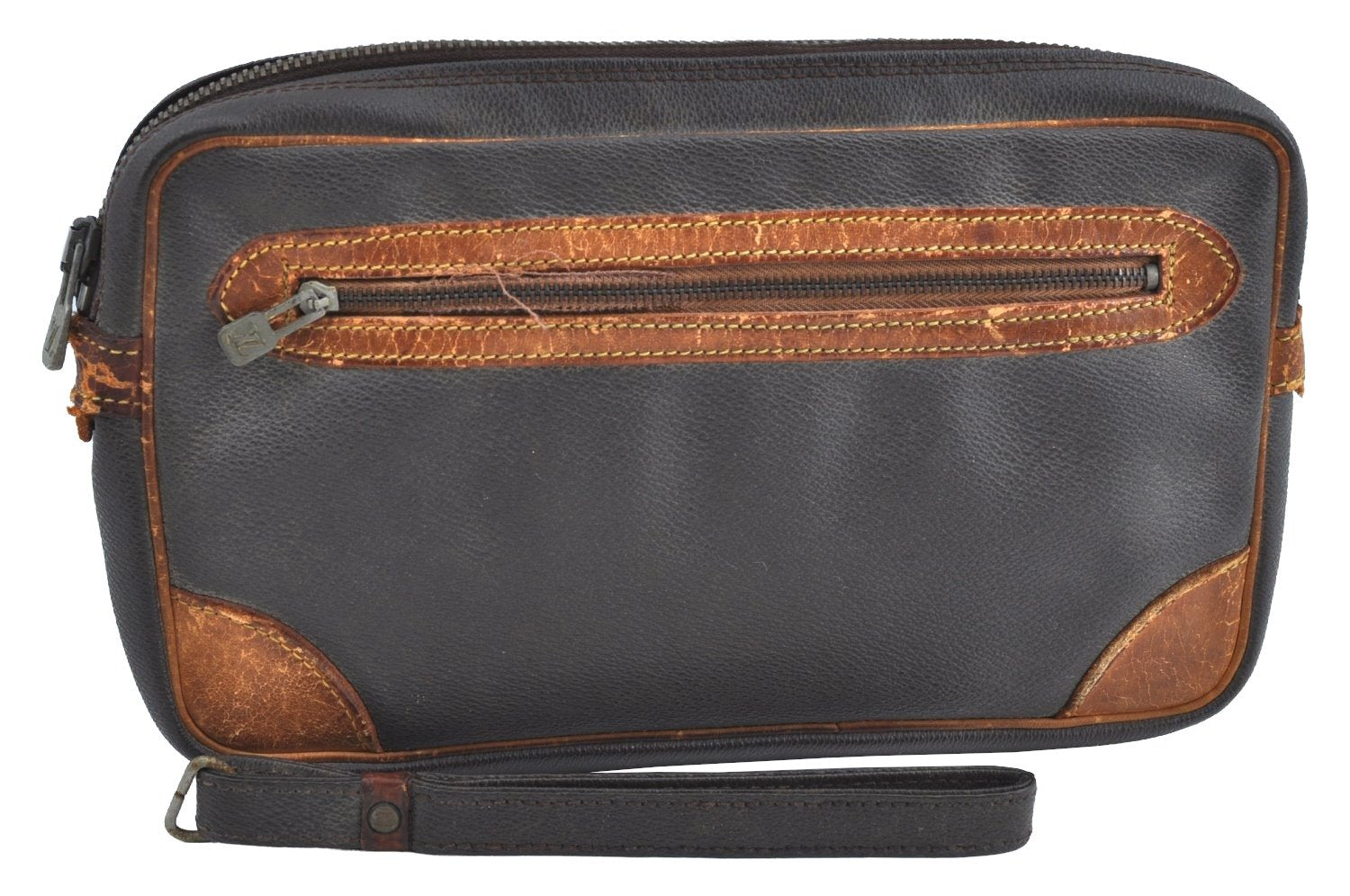 Auth Louis Vuitton Monogram Marly Dragonne Clutch Hand Bag Old Model Junk K1376