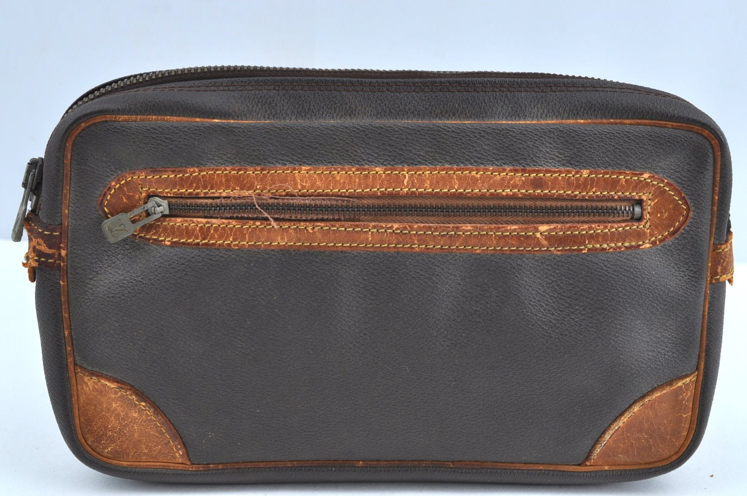 Auth Louis Vuitton Monogram Marly Dragonne Clutch Hand Bag Old Model Junk K1376