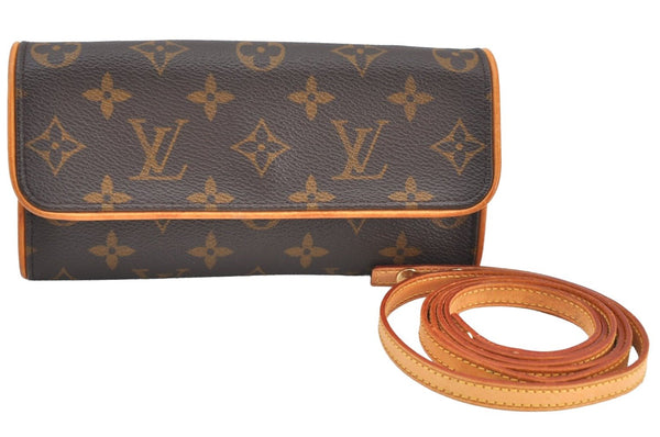 Authentic Louis Vuitton Monogram Pochette Twin PM Shoulder Bag M51854 LV K1482
