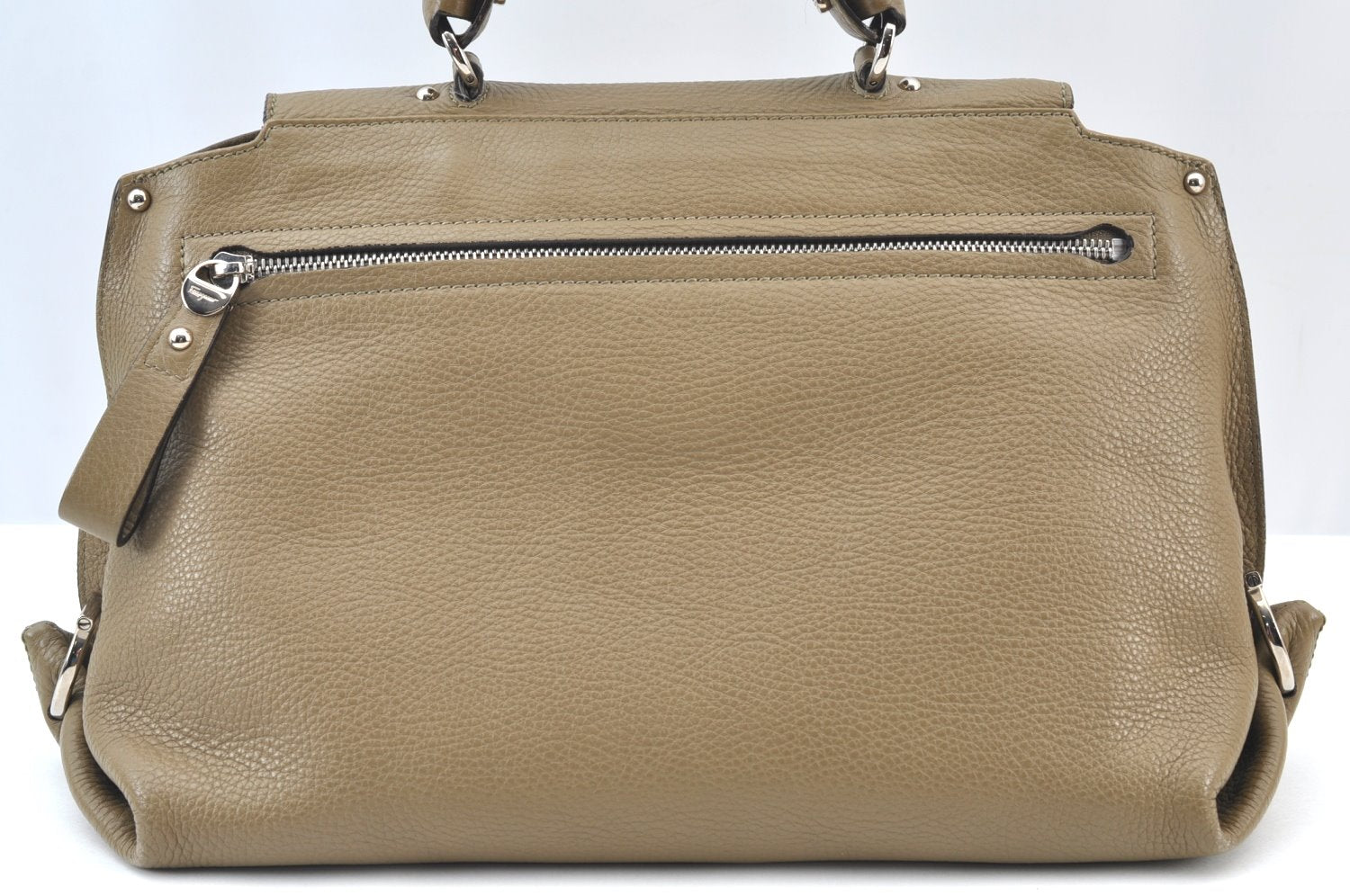 Authentic Salvatore Ferragamo Gancini Leather 2Way Hand Bag Beige Box SF K1812