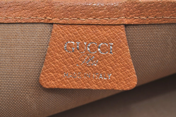 Authentic GUCCI Web Sherry Line GG Plus Tote Bag PVC Leather Beige K1835