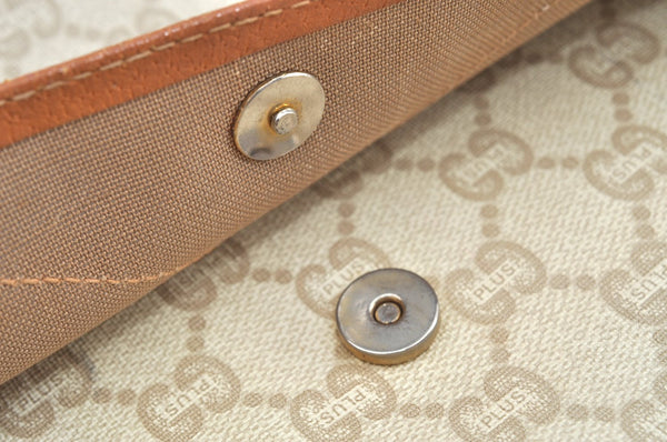 Authentic GUCCI Web Sherry Line GG Plus Tote Bag PVC Leather Beige K1835