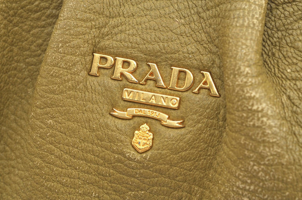 Authentic PRADA Vintage Leather Nappa Shoulder Hand Bag Green K2239