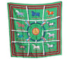 Authentic HERMES Carre 90 Scarf "Couvertures et tenues de Jour" Silk Green K2677