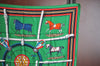 Authentic HERMES Carre 90 Scarf "Couvertures et tenues de Jour" Silk Green K2677