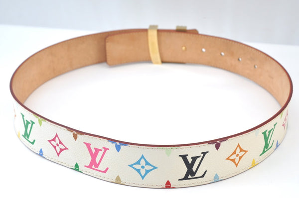 Louis Vuitton Monogram Multicolor Ceinture Initial Belt 31.5" White Box K2907