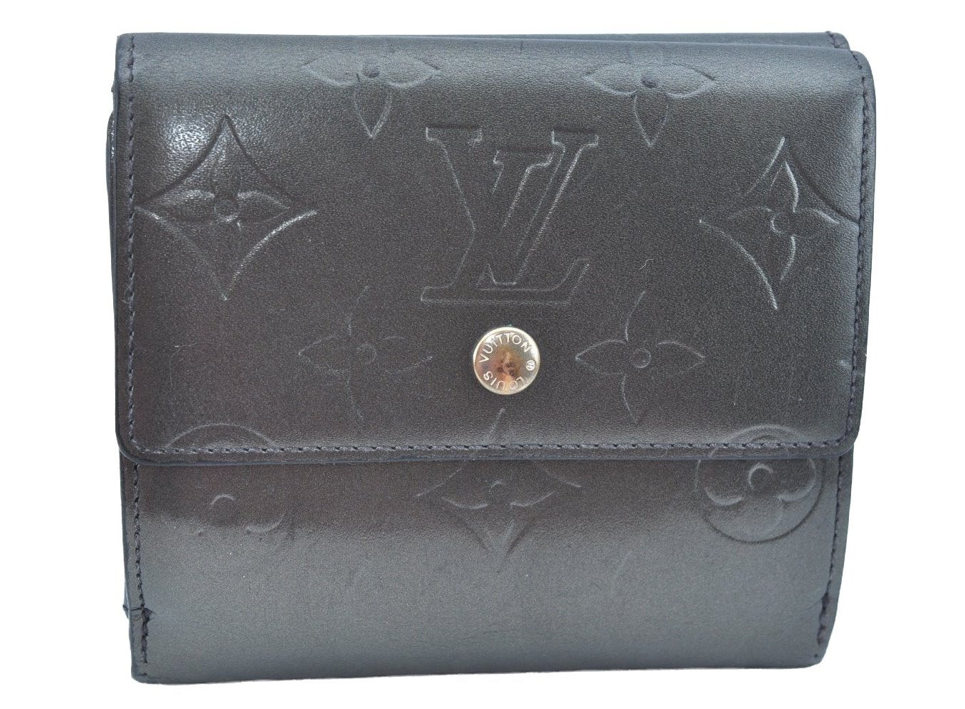 Louis Vuitton Monogram Mat Porte Monnaie Billets Cartes Credit Wallet Gray K3377