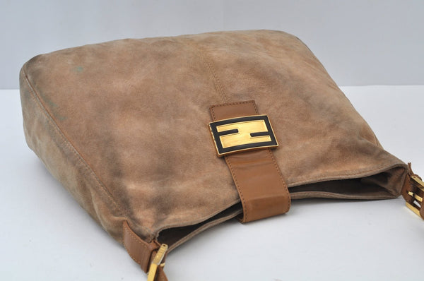 Authentic FENDI Vintage Shoulder Cross Body Bag Suede Leather Beige K3498