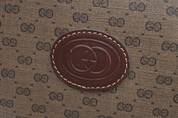 Authentic GUCCI Micro GG 2Way Shoulder Hand Boston Bag PVC Leather Brown K3545
