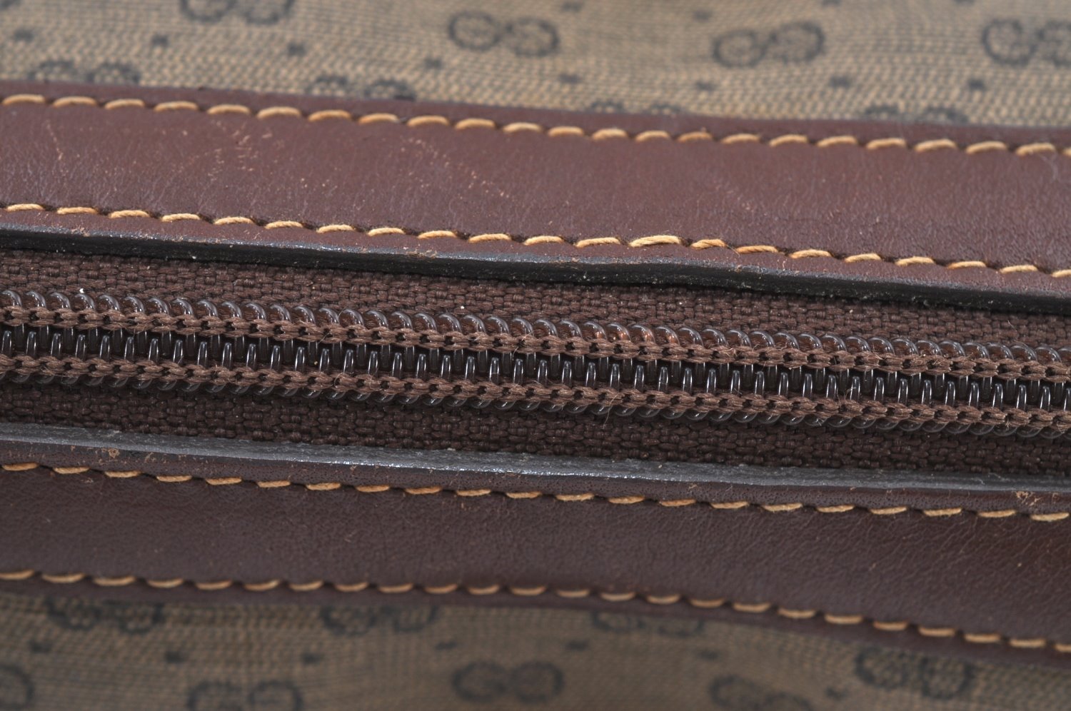 Authentic GUCCI Micro GG 2Way Shoulder Hand Boston Bag PVC Leather Brown K3545