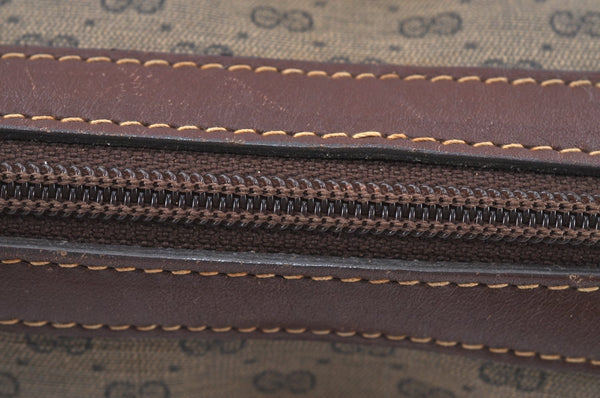 Authentic GUCCI Micro GG 2Way Shoulder Hand Boston Bag PVC Leather Brown K3545