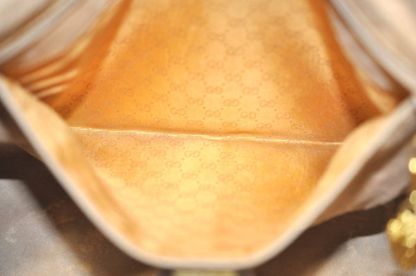 Authentic GUCCI Micro GG 2Way Shoulder Hand Boston Bag PVC Leather Brown K3545