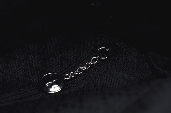 Authentic GUCCI Bamboo 2Way Shoulder Hand Bag Purse Nylon Leather Black K3713