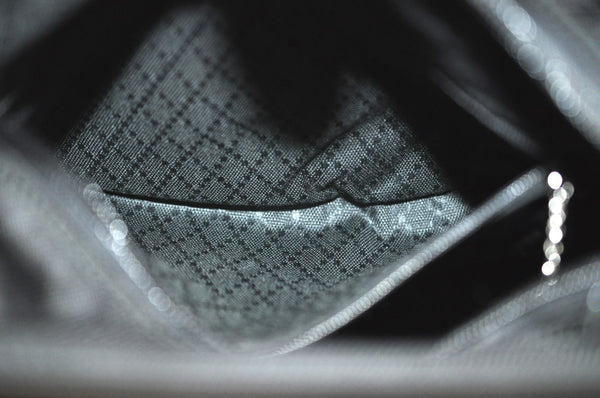 Authentic GUCCI Bamboo 2Way Shoulder Hand Bag Purse Nylon Leather Black K3713