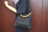 Authentic GUCCI Bamboo 2Way Shoulder Hand Bag Purse Nylon Leather Black K3713