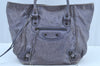 Authentic BALENCIAGA Classic The Sunday Hand Tote Bag Leather Purple K3991