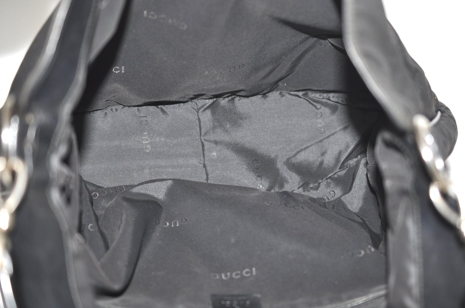 Authentic GUCCI Bamboo Shoulder Hand Bag Nylon Leather 0011577 Black K4037