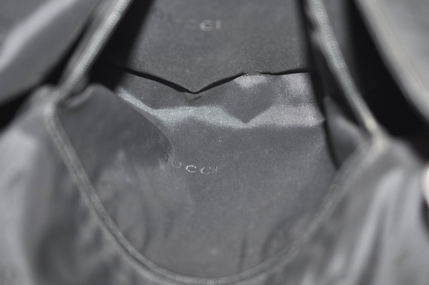 Authentic GUCCI Bamboo Shoulder Hand Bag Nylon Leather 0011577 Black K4037