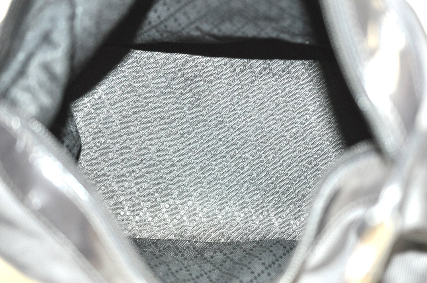 Authentic GUCCI Bamboo 2Way Shoulder Bag Nylon Enamel Gray K4038