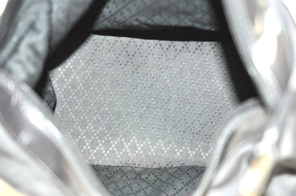 Authentic GUCCI Bamboo 2Way Shoulder Bag Nylon Enamel Gray K4038