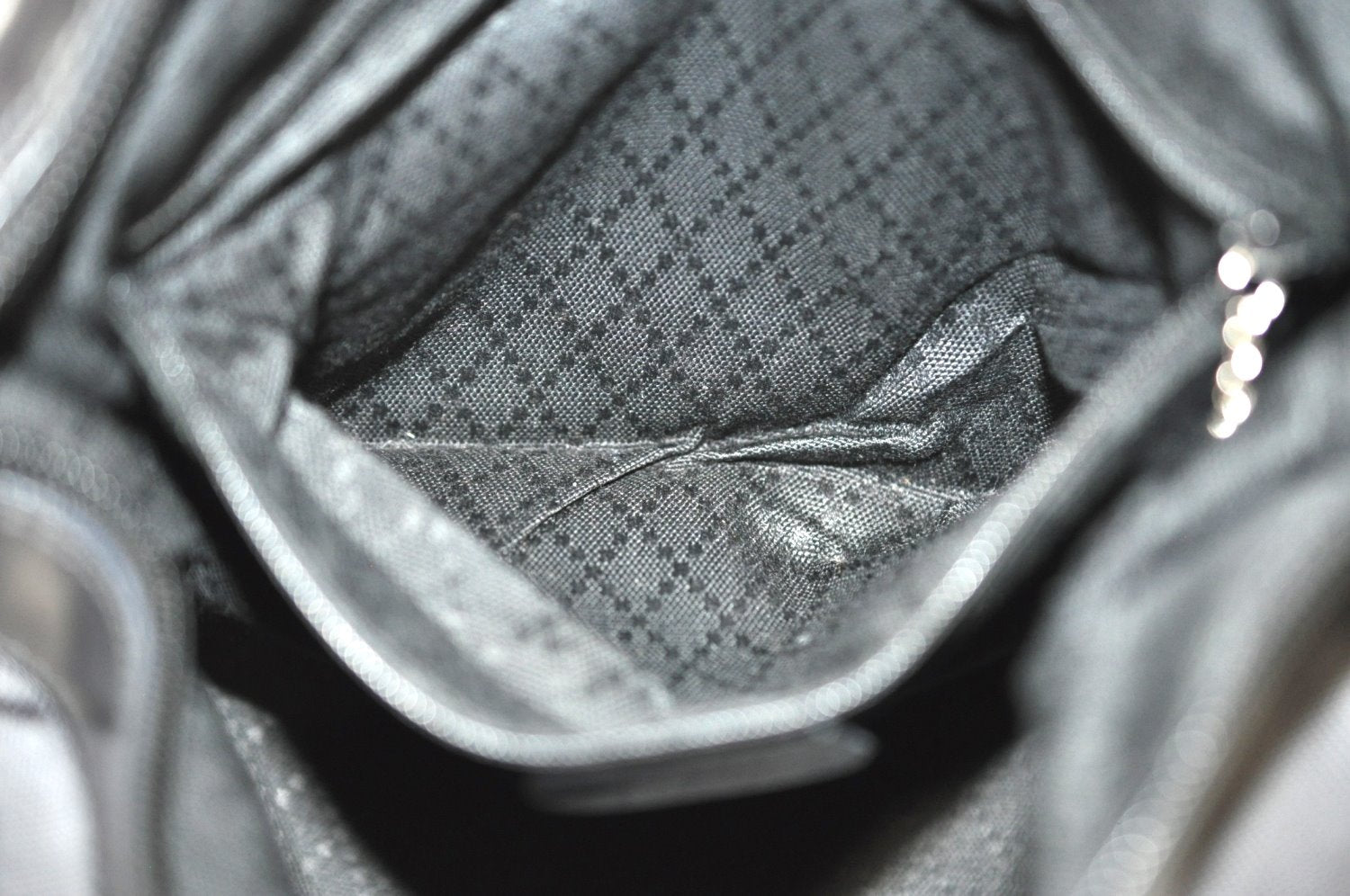 Authentic GUCCI Bamboo 2Way Shoulder Bag Nylon Enamel Gray K4038