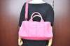 Authentic PRADA Canapa M 2Way Tote Hand Bag Canvas BN2642 Pink K4040