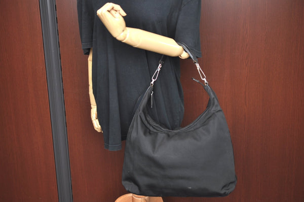 Authentic GUCCI Vintage Shoulder Hand Bag Nylon Leather Black  K4045