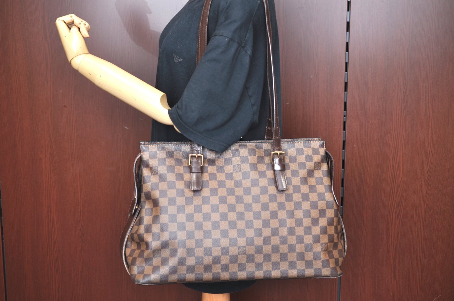 Authentic Louis Vuitton Damier Chelsea Shoulder Tote Bag N51119 LV K4065