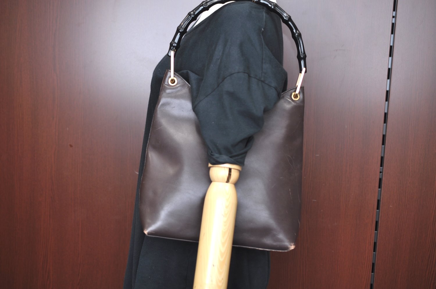 Authentic GUCCI Bamboo Shoulder Hand Bag Purse Leather 0013007 Brown K4070