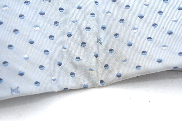 Authentic Louis Vuitton Necktie Tie Monogram Dots Pattern Silk Light Blue K4082