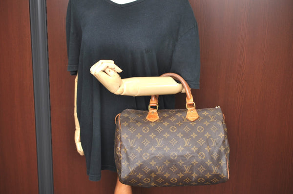 Authentic Louis Vuitton Monogram Speedy 30 Hand Boston Bag M41526 LV Junk K4101