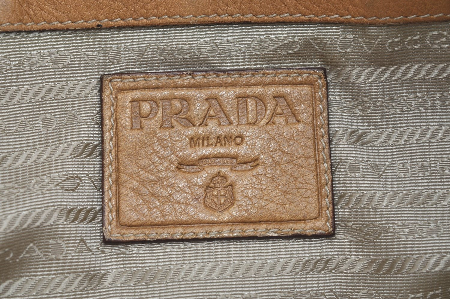 Authentic PRADA Vintage Leather 2Way Shoulder Hand Bag Beige K4106