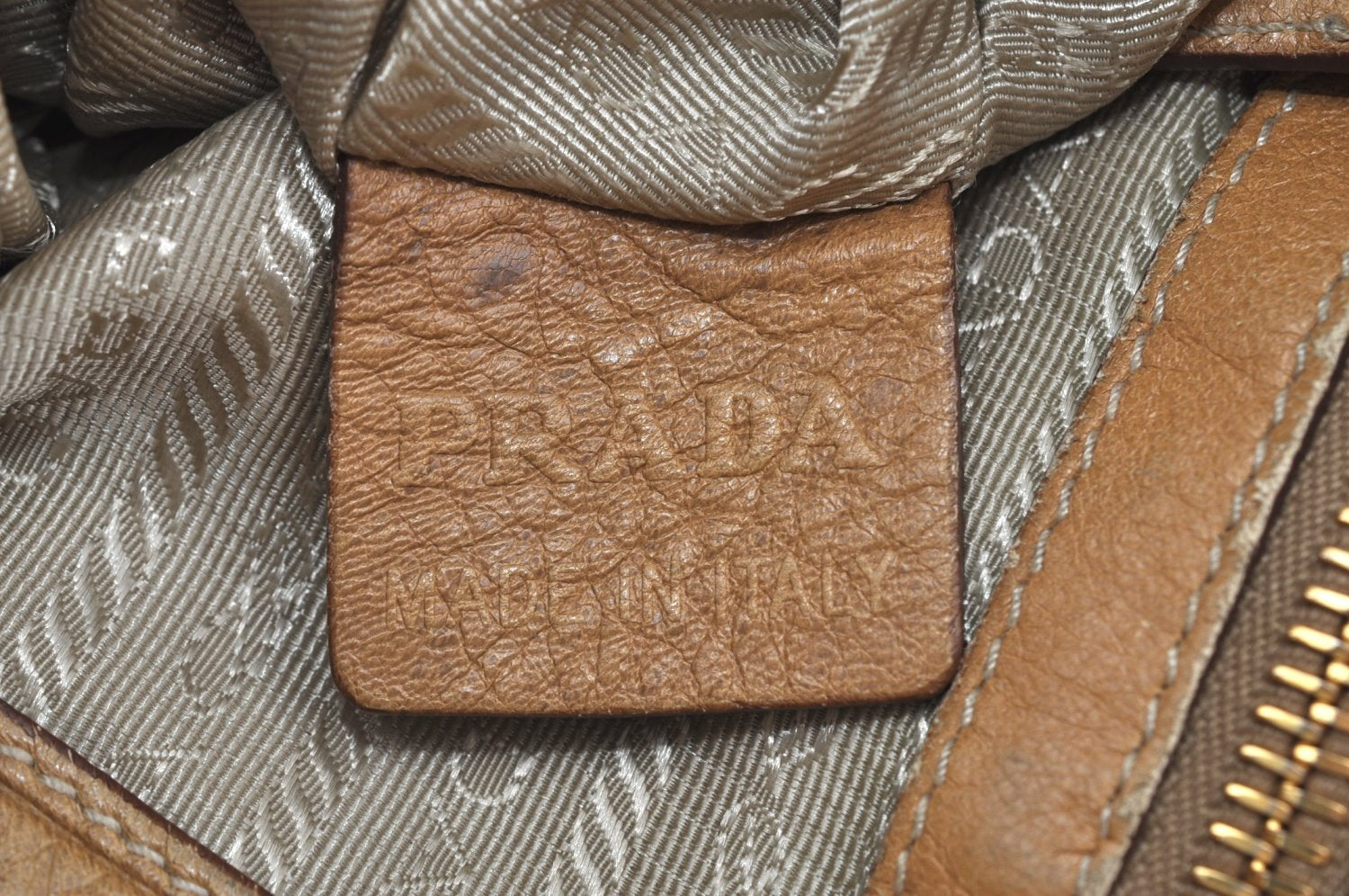 Authentic PRADA Vintage Leather 2Way Shoulder Hand Bag Beige K4106