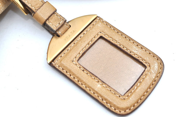 Authentic PRADA Vintage Leather 2Way Shoulder Hand Bag Beige K4106
